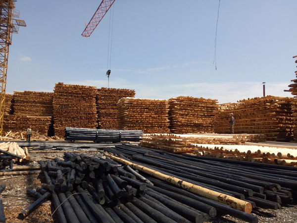 防腐油木桿、防腐油炸桿3